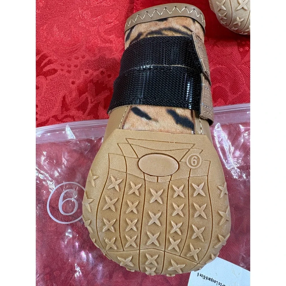 XSY&G Dog Boots Size 6 Tiger Print Waterproof‎ Paw Protectors Shoes New NIB